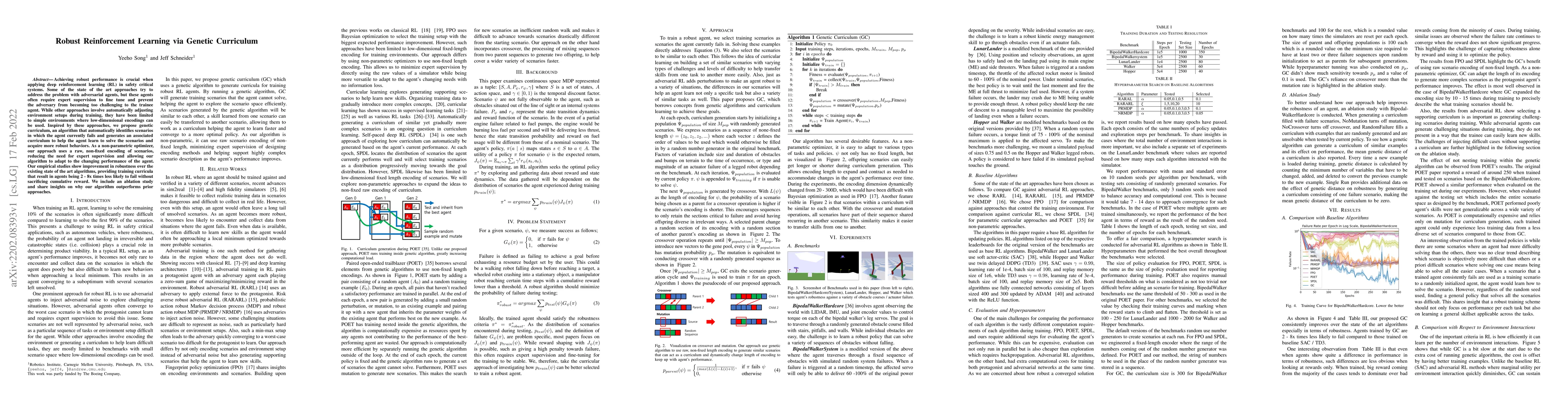 Thumbnail for Robust Reinforcement Learning via Genetic Curriculum