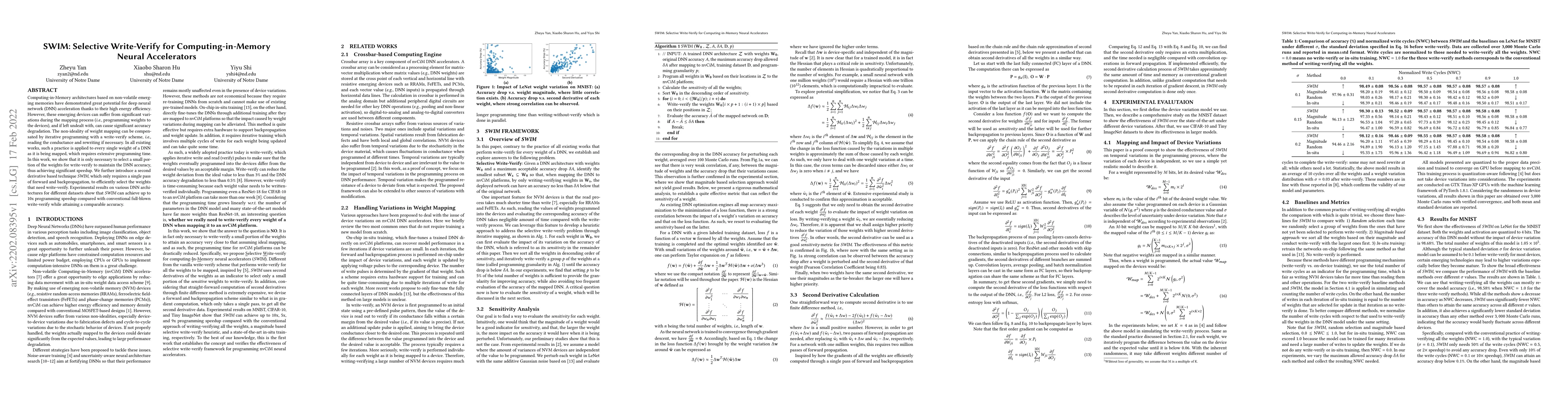Thumbnail for SWIM: Selective Write-Verify for Computing-in-Memory Neural Accelerators