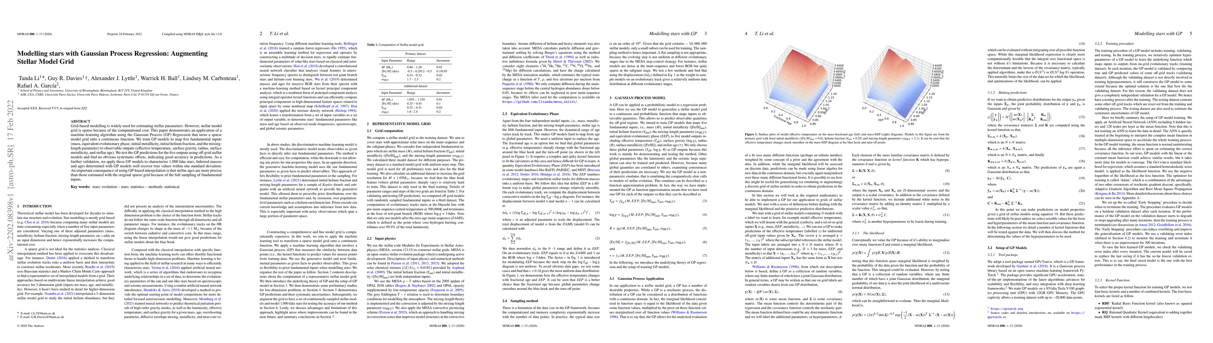Thumbnail for Modelling stars with Gaussian Process Regression: Augmenting Stellar
  Model Grid