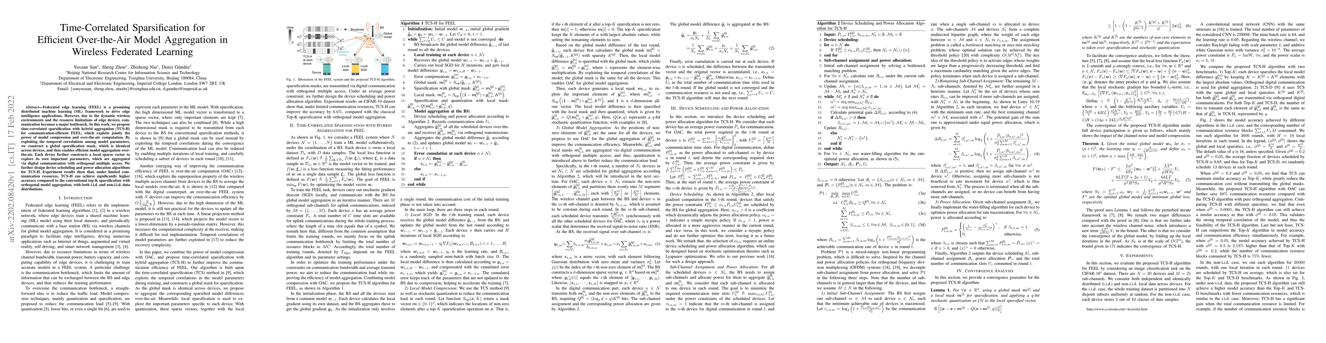 Thumbnail for Time-Correlated Sparsification for Efficient Over-the-Air Model
  Aggregation in Wireless Federated Learning