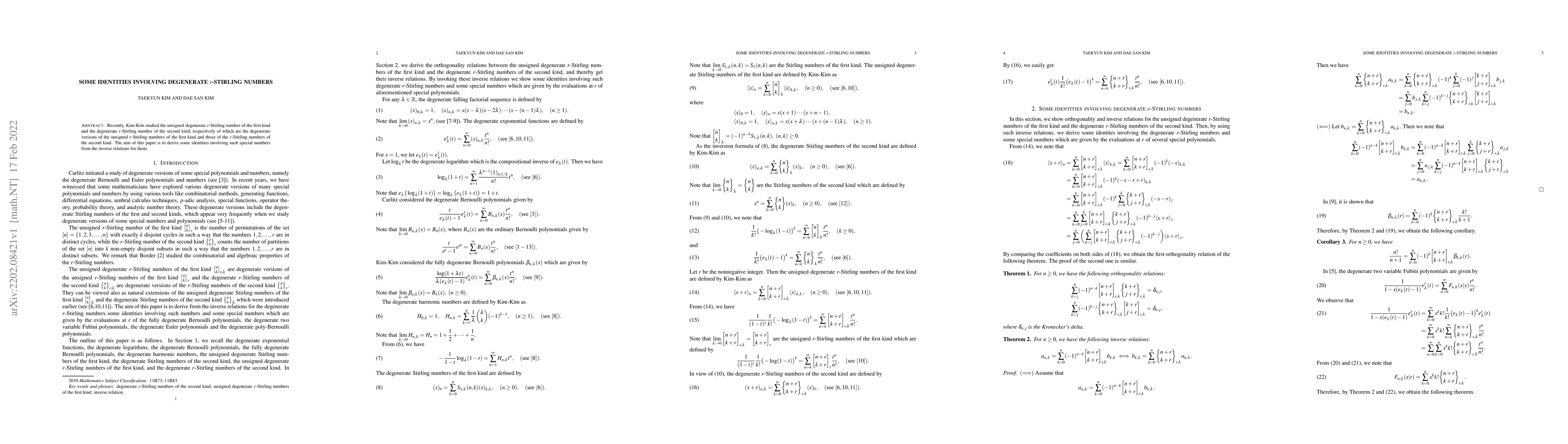 Thumbnail for Some identities involving degenerate r-Stirling numbers