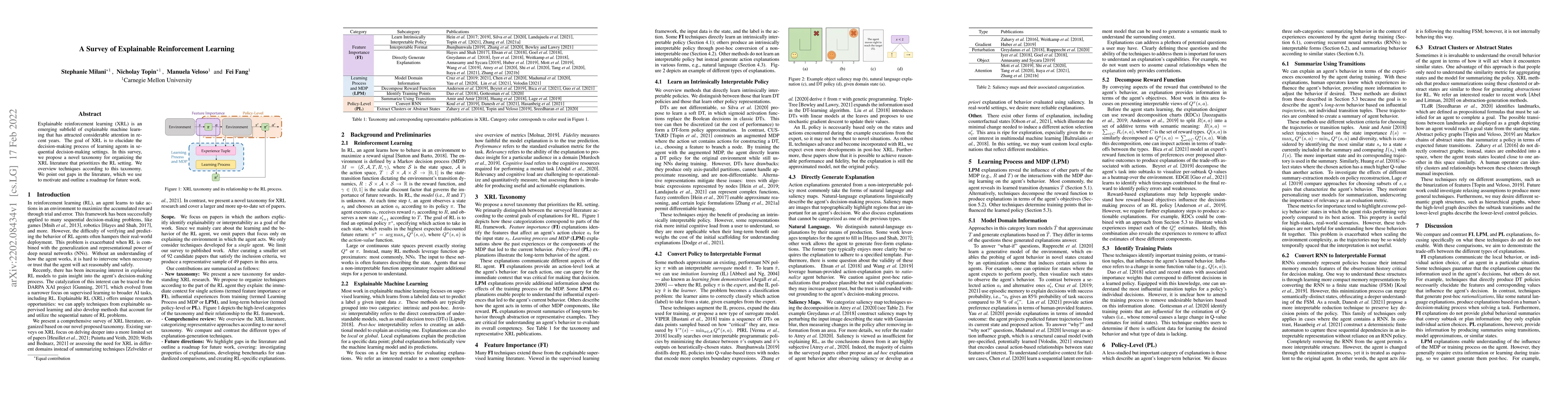 Thumbnail for A Survey of Explainable Reinforcement Learning