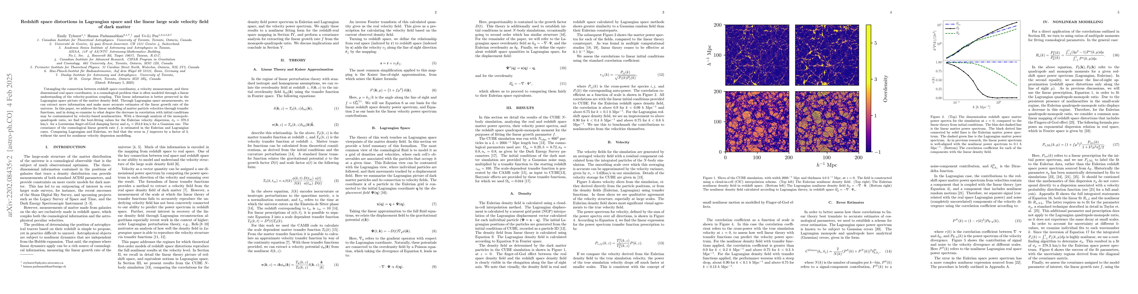 Thumbnail for Redshift space distortions in Lagrangian space and the linear large
  scale velocity field of dark matter