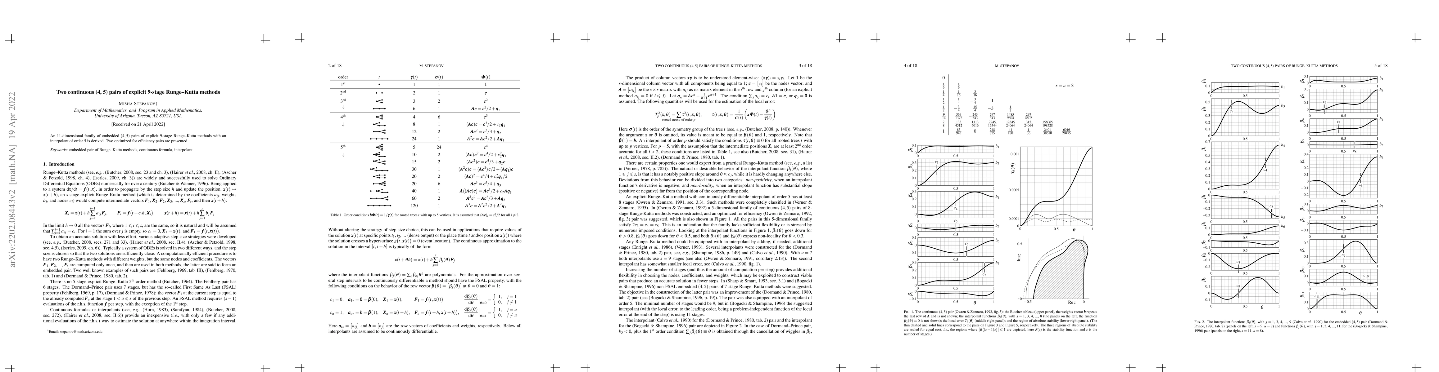 Thumbnail for Two continuous (4, 5) pairs of explicit 9-stage Runge-Kutta methods