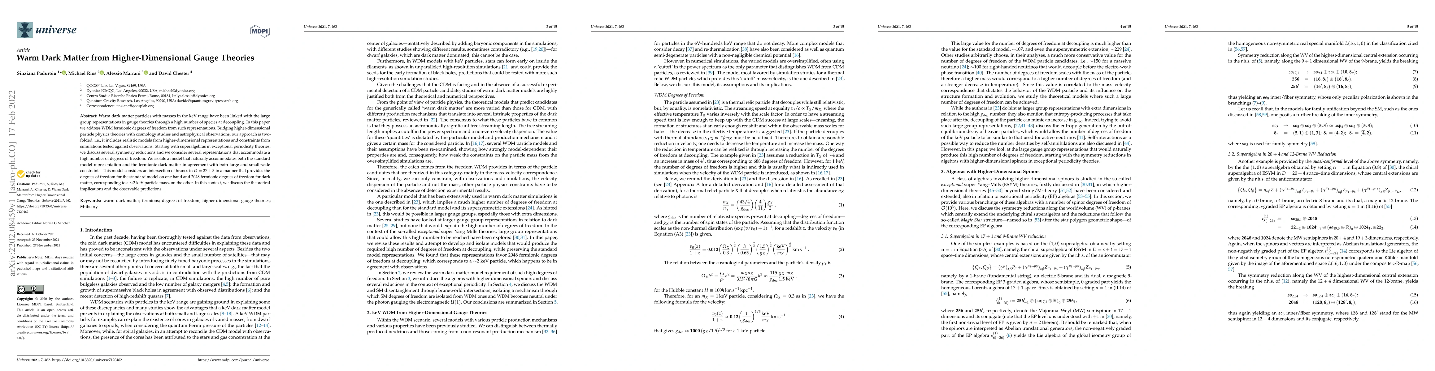 Thumbnail for Warm Dark Matter from Higher-Dimensional Gauge Theories