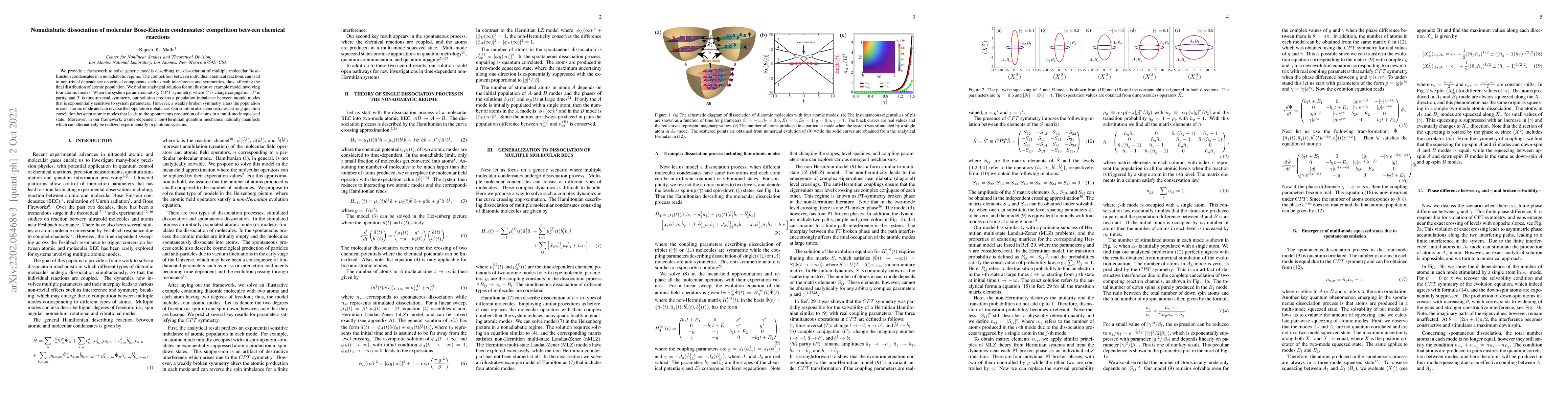 Thumbnail for Nonadiabatic dissociation of molecular Bose-Einstein condensates:
  competition between chemical reactions