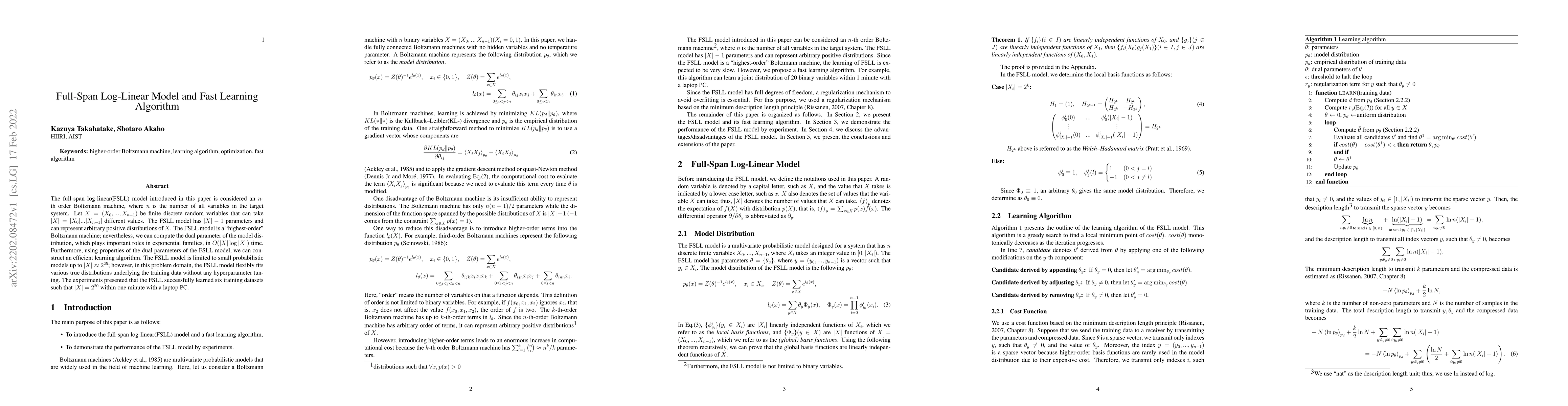 Thumbnail for Full-Span Log-Linear Model and Fast Learning Algorithm