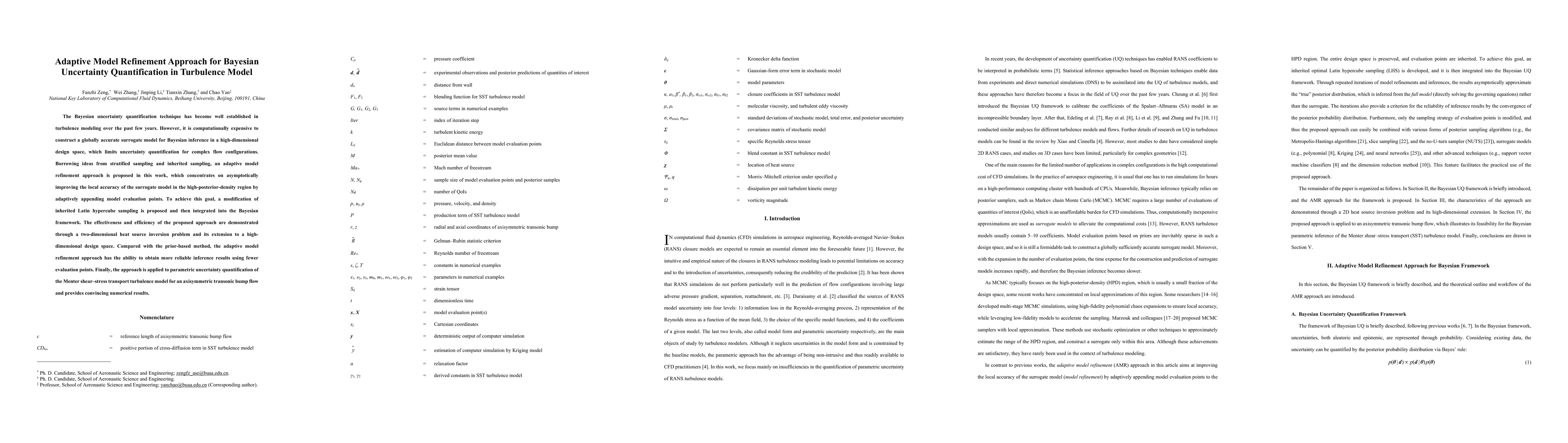 Thumbnail for Adaptive Model Refinement Approach for Bayesian Uncertainty
  Quantification in Turbulence Model