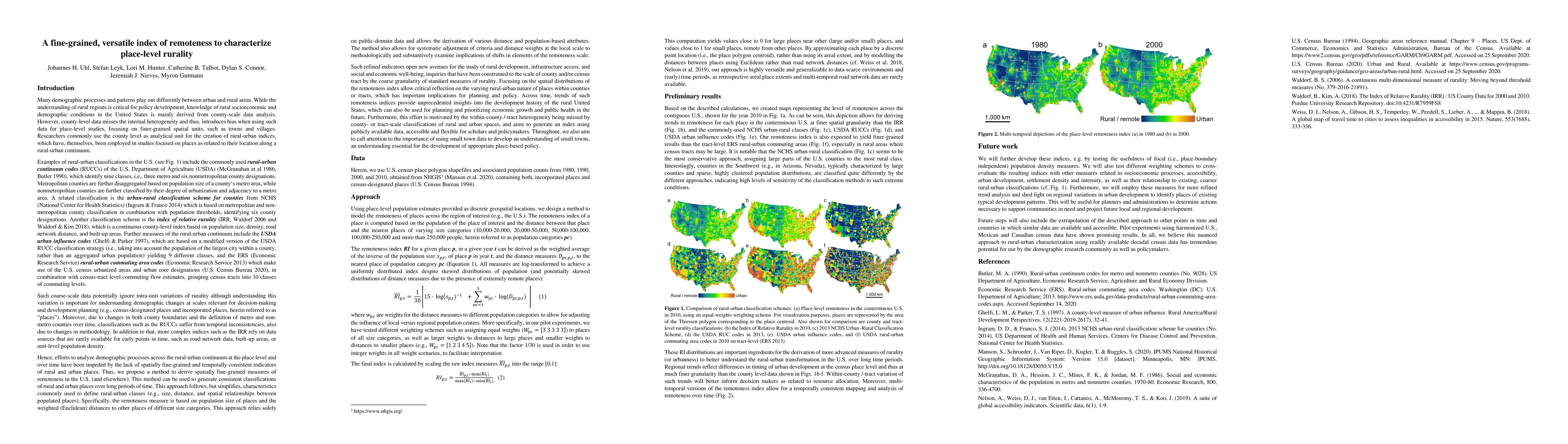 Thumbnail for A fine-grained, versatile index of remoteness to characterize
  place-level rurality