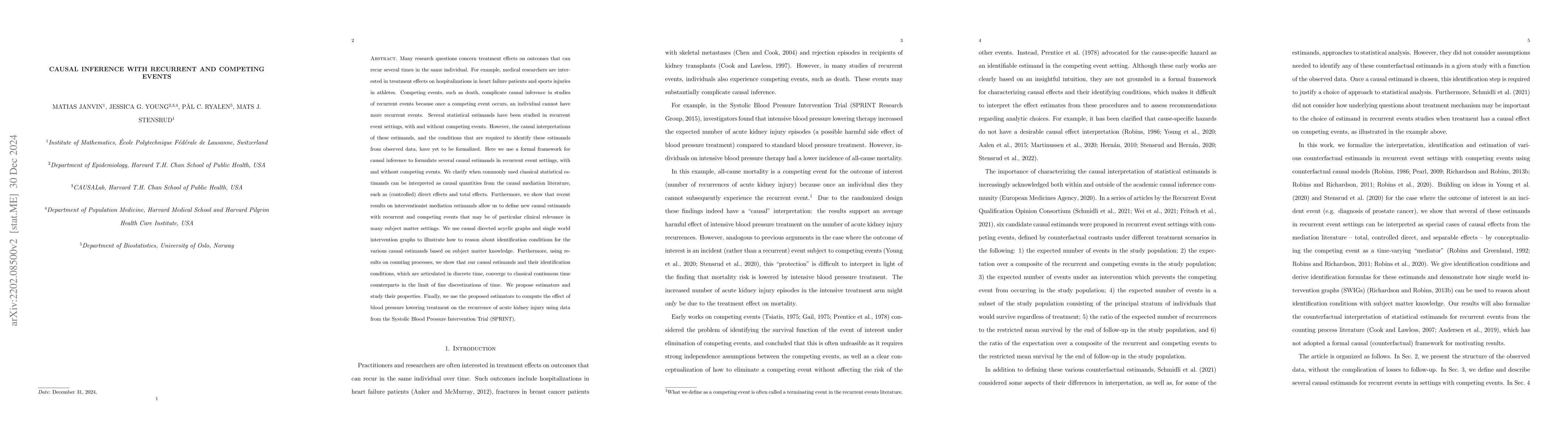 Thumbnail for Causal inference with recurrent and competing events