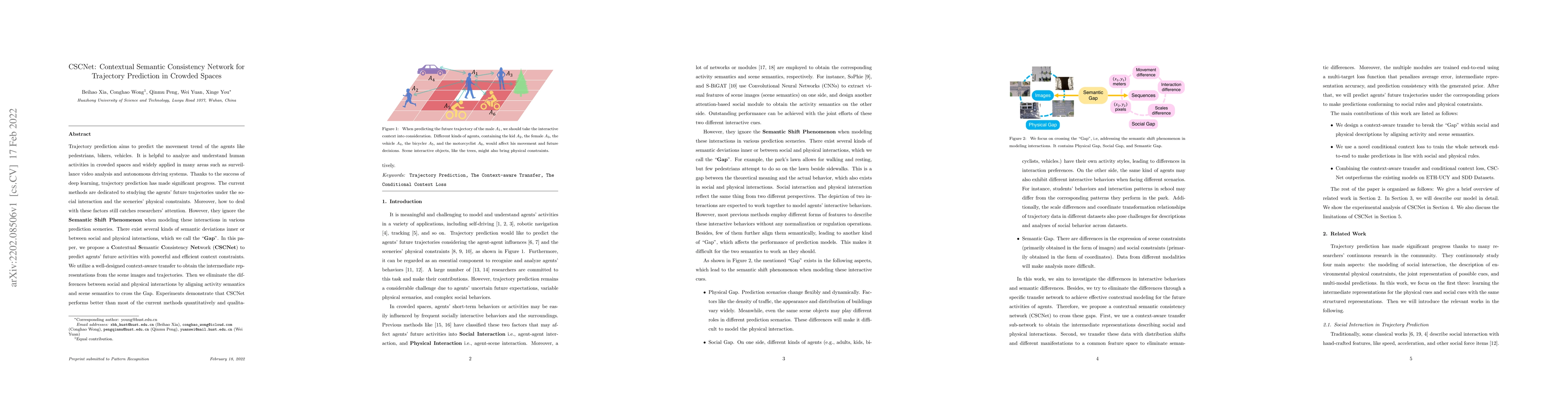 Thumbnail for CSCNet: Contextual Semantic Consistency Network for Trajectory
  Prediction in Crowded Spaces