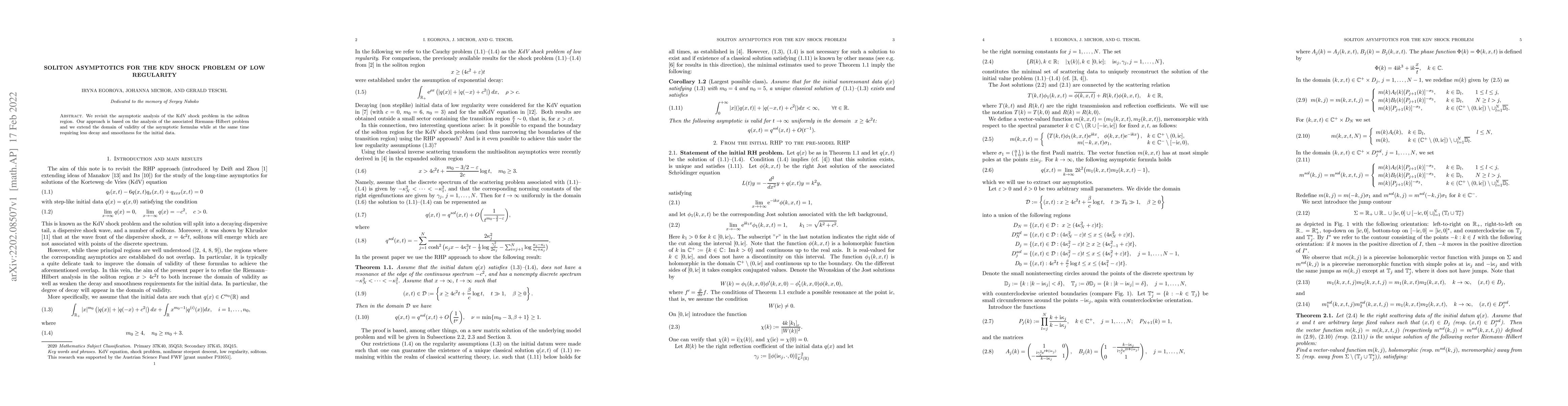 Thumbnail for Soliton asymptotics for the KdV shock problem of low regularity
