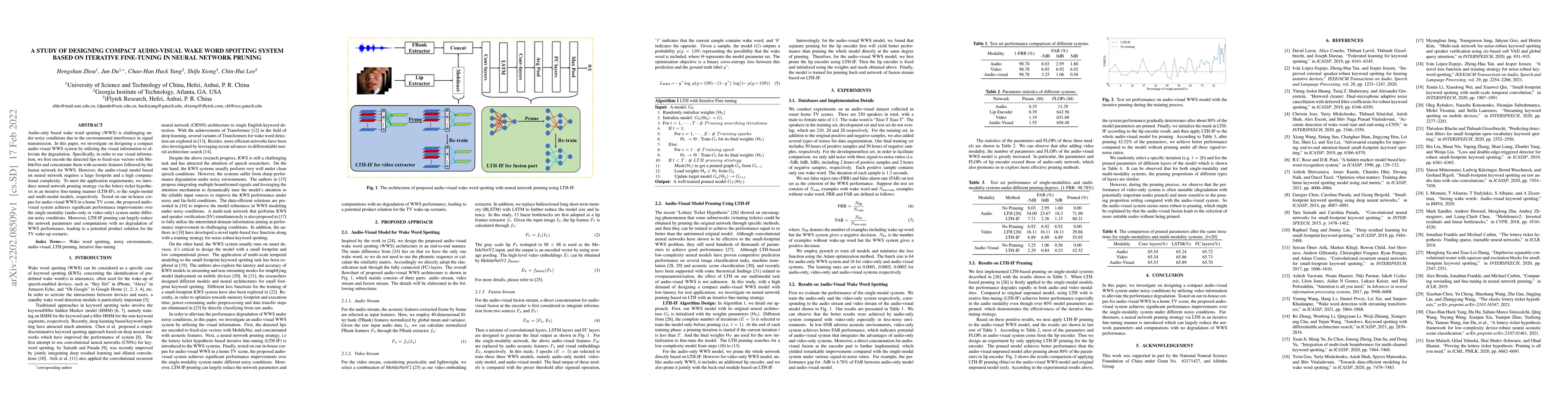 Thumbnail for A Study of Designing Compact Audio-Visual Wake Word Spotting System
  Based on Iterative Fine-Tuning in Neural Network Pruning