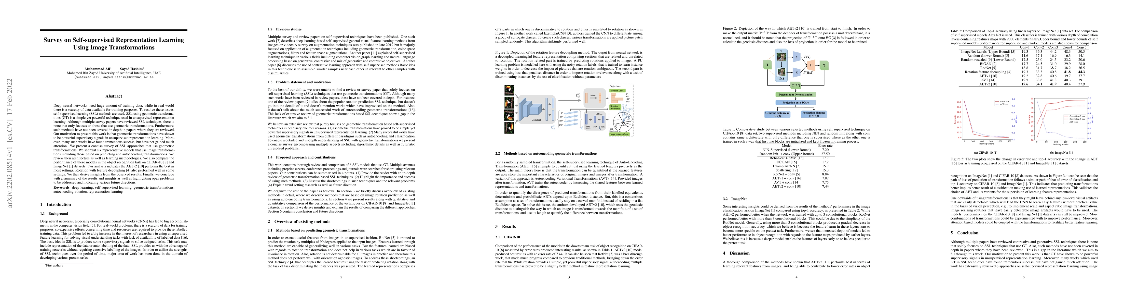 Thumbnail for Survey on Self-supervised Representation Learning Using Image
  Transformations