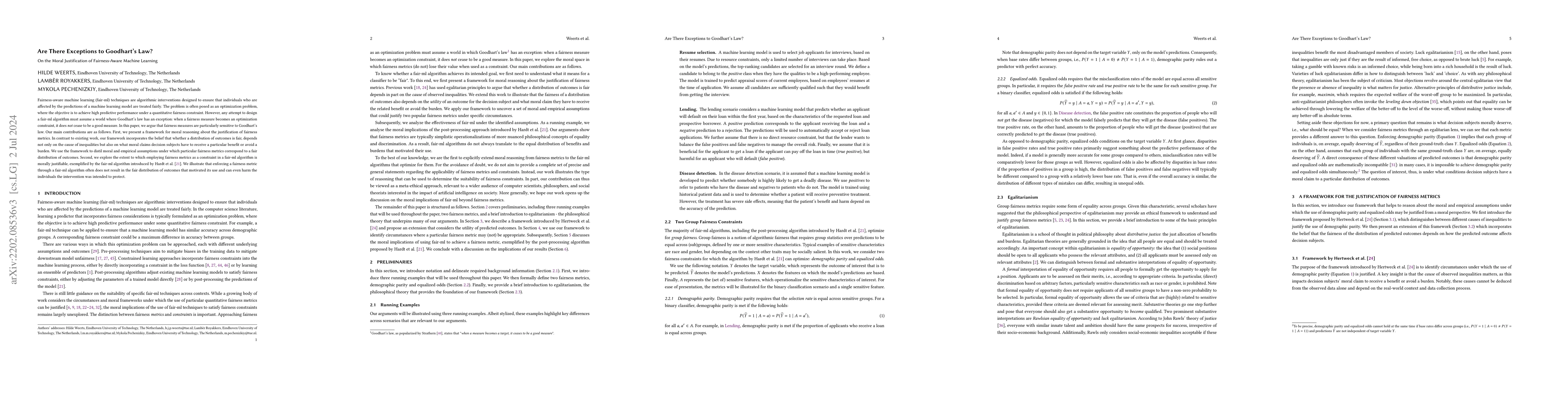 Thumbnail for Are There Exceptions to Goodhart's Law? On the Moral Justification of
  Fairness-Aware Machine Learning