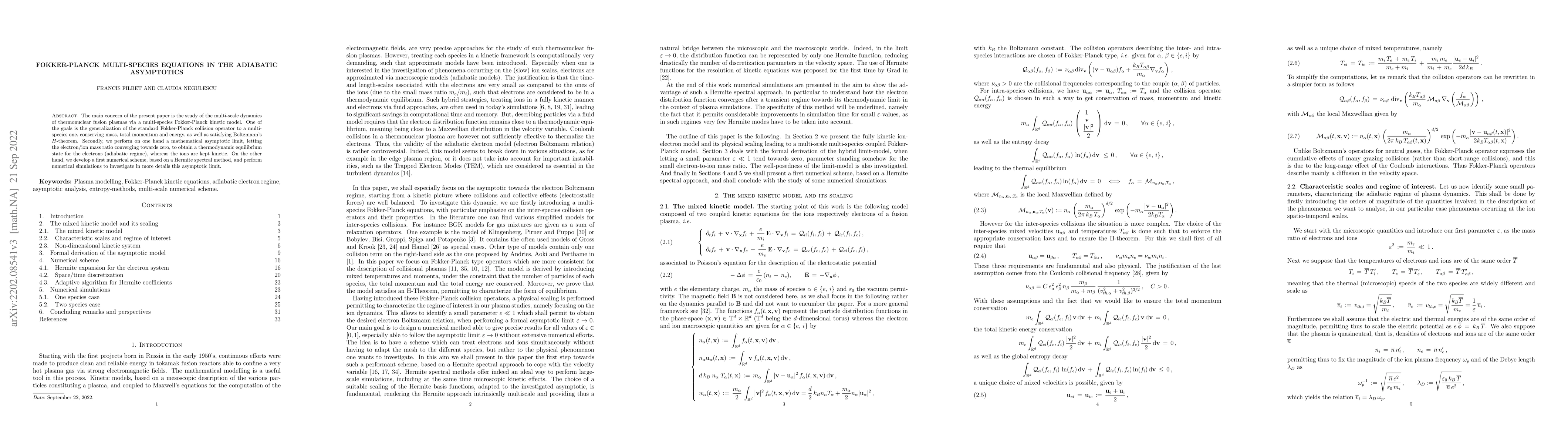 Thumbnail for Fokker-planck Multi-species Equations In The Adiabatic Asymptotics