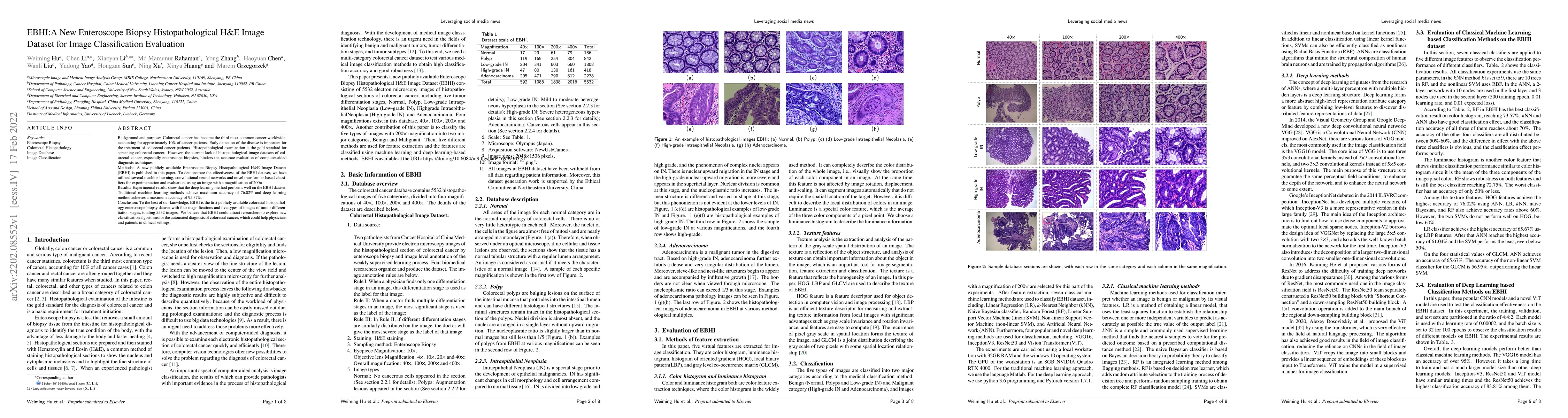 Thumbnail for EBHI:A New Enteroscope Biopsy Histopathological H&E Image Dataset for
  Image Classification Evaluation