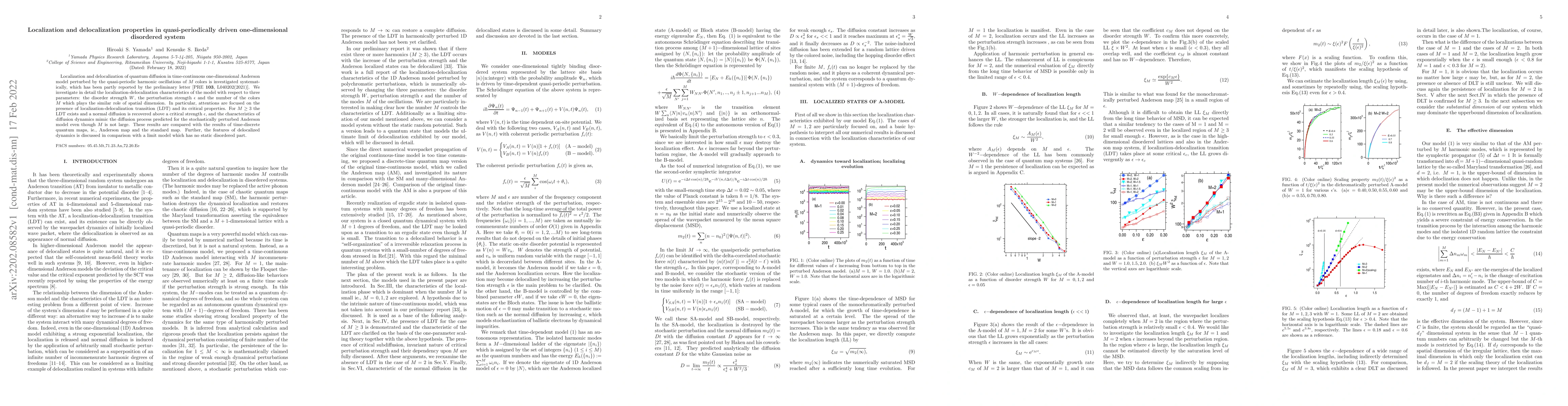 Thumbnail for Localization and delocalization properties in quasi-periodically driven
  one-dimensional disordered system