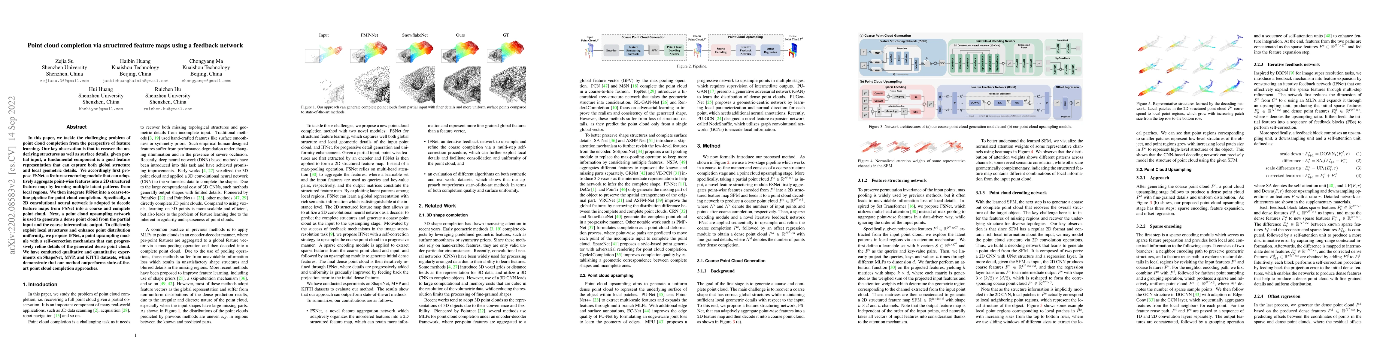 Thumbnail for Point cloud completion via structured feature maps using a feedback
  network