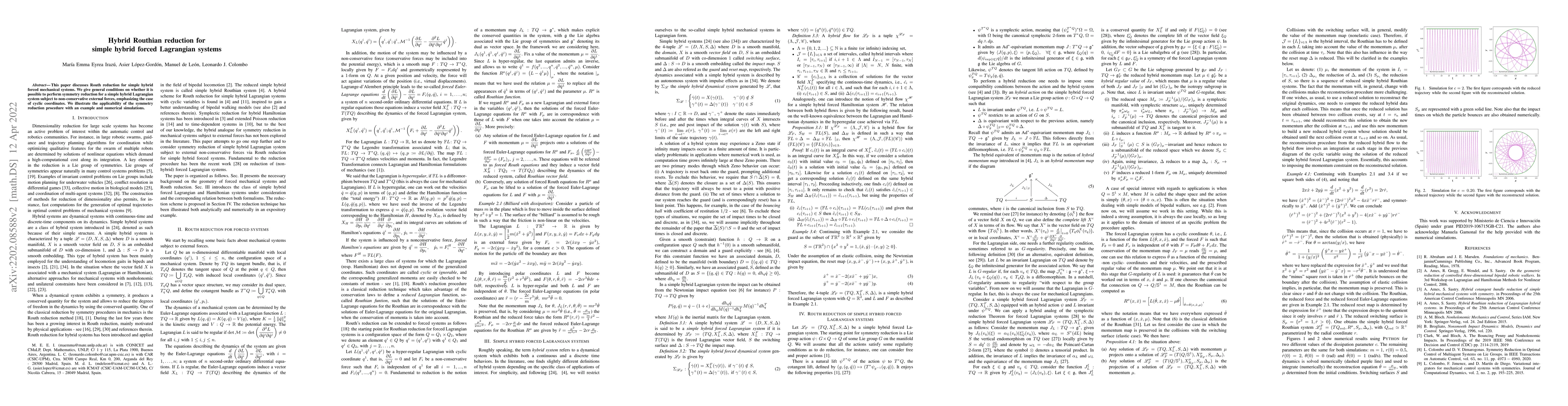 Thumbnail for Hybrid Routhian reduction for simple hybrid forced Lagrangian systems
