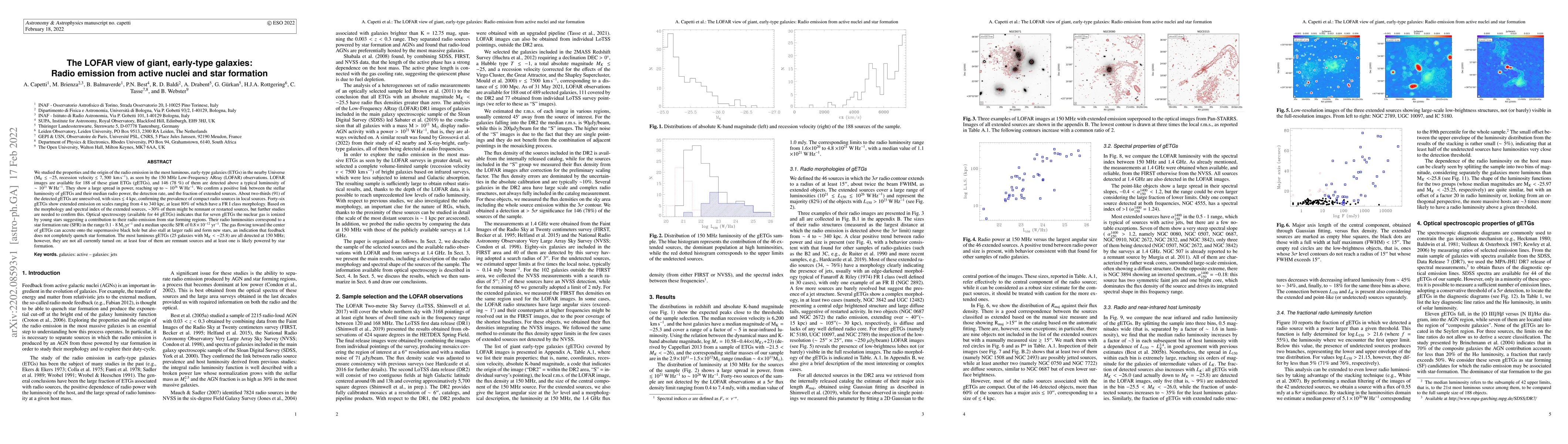 Thumbnail for The LOFAR view of giant, early-type galaxies: radio emission from active
  nuclei and star formation