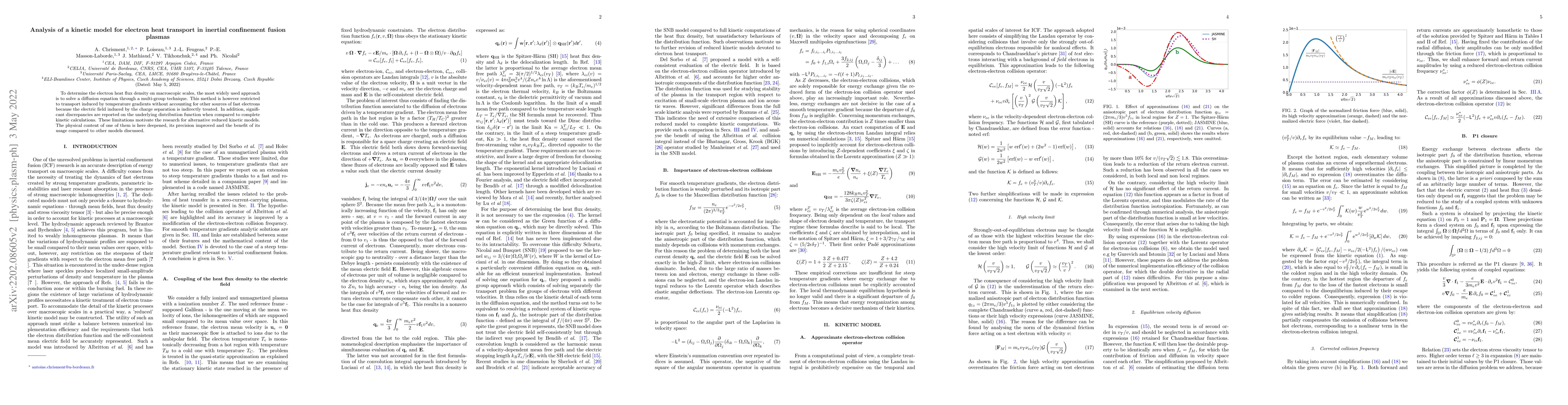 Thumbnail for Analysis of a kinetic model for electron heat transport in inertial
  confinement fusion plasmas