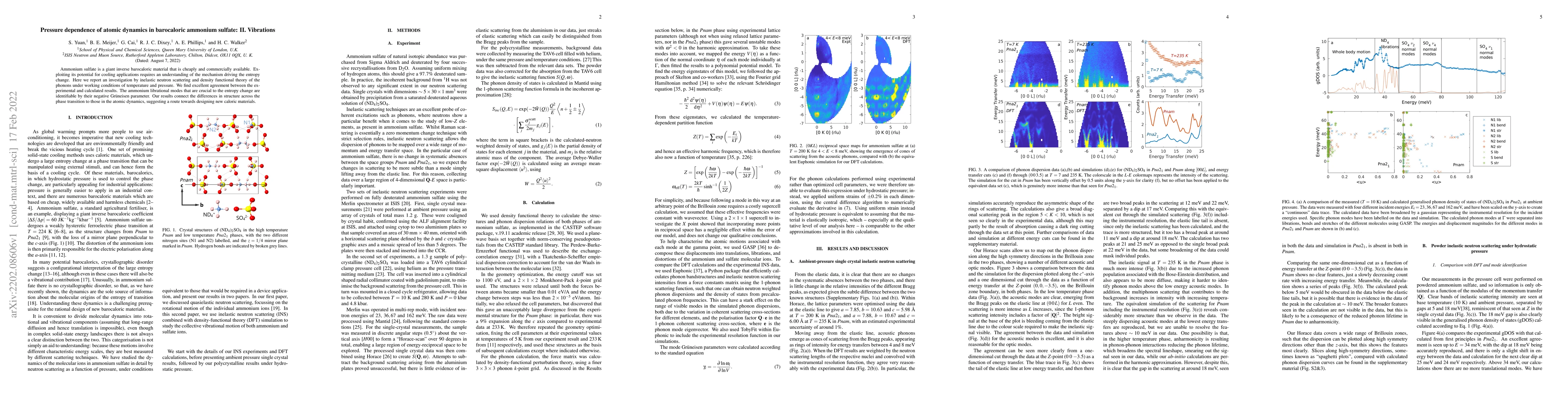 Thumbnail for Pressure dependence of atomic dynamics in barocaloric ammonium sulfate:
  II. Vibrations