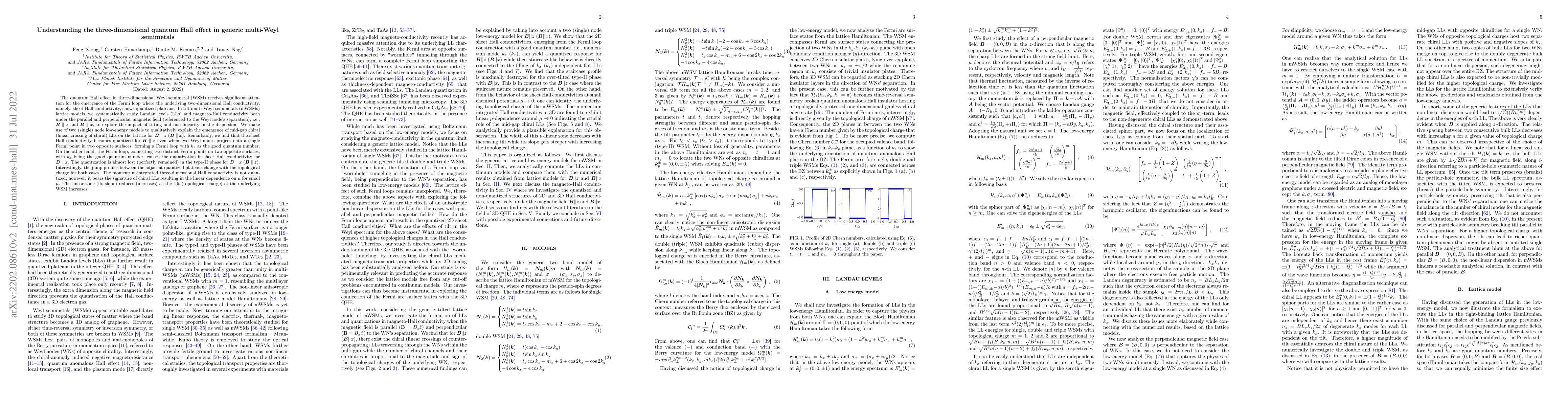 Thumbnail for Understanding the three-dimensional quantum Hall effect in generic
  multi-Weyl semimetals