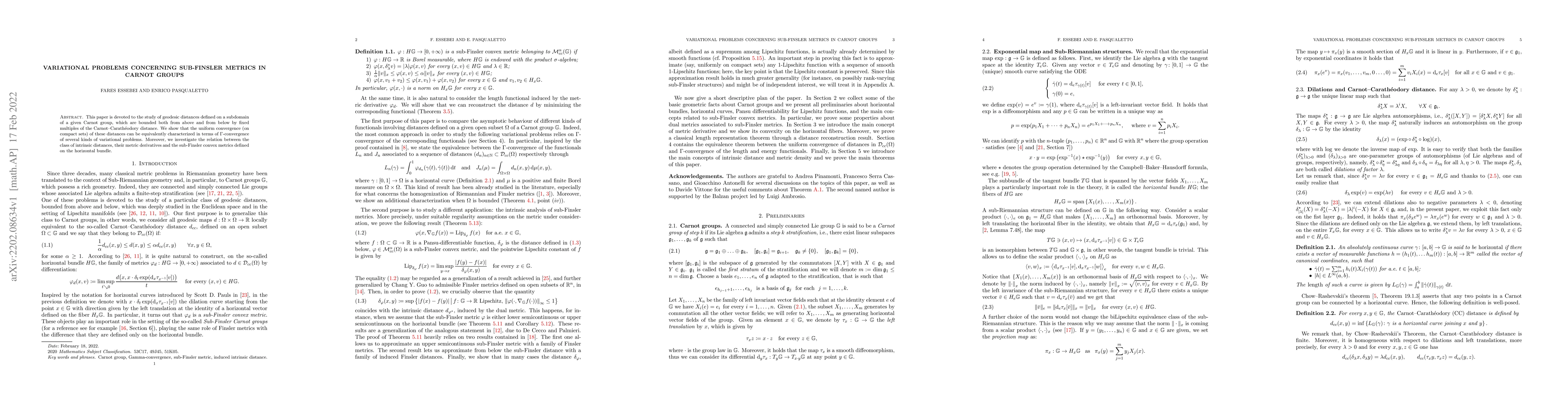Thumbnail for Variational problems concerning sub-Finsler metrics in Carnot groups