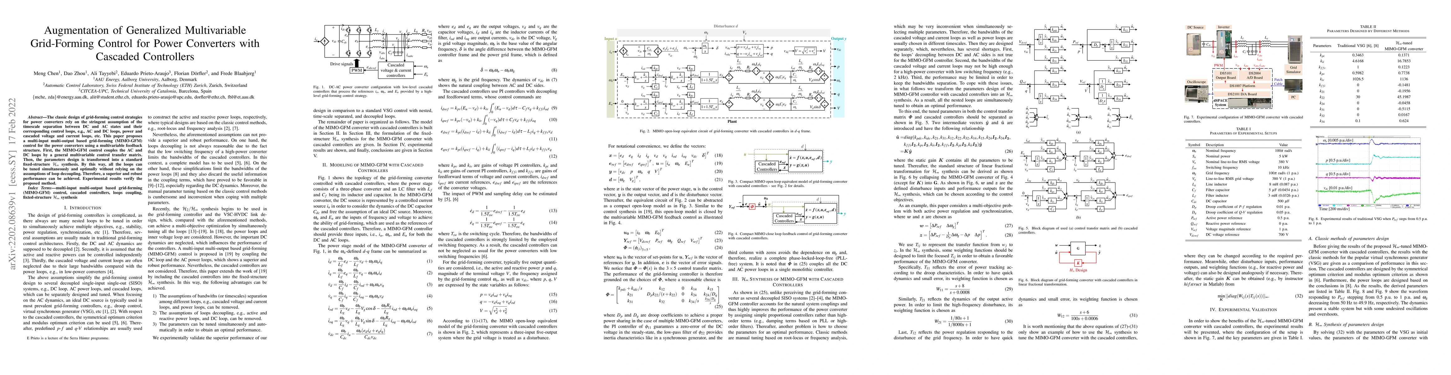 Thumbnail for Augmentation of Generalized Multivariable Grid-Forming Control for Power
  Converters with Cascaded Controllers