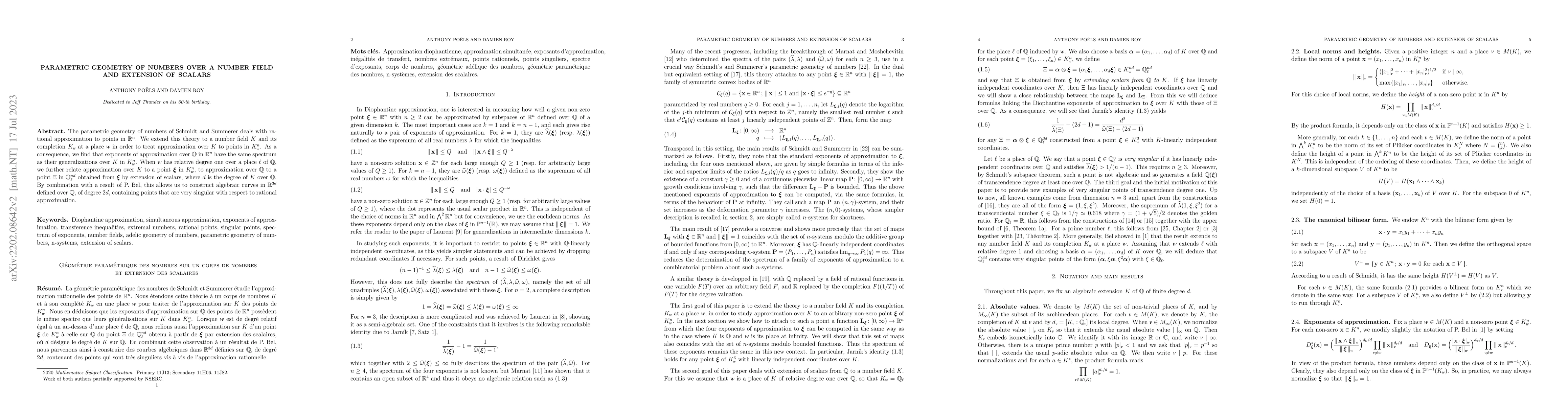 Thumbnail for Parametric geometry of numbers over a number field and extension of
  scalars
