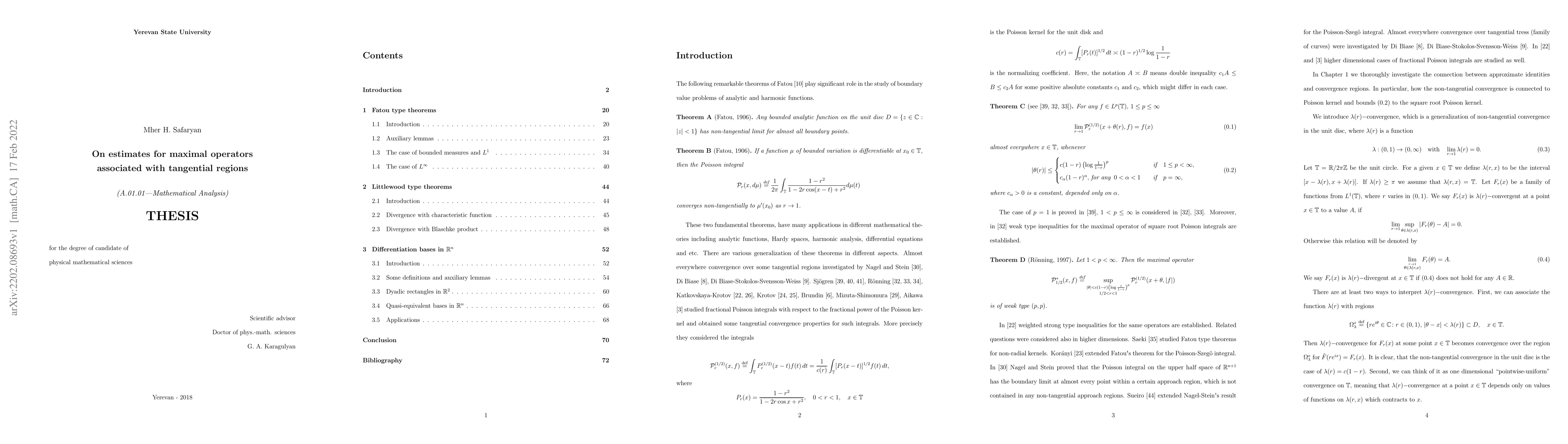 Thumbnail for On Estimates for Maximal Operators Associated with Tangential Regions