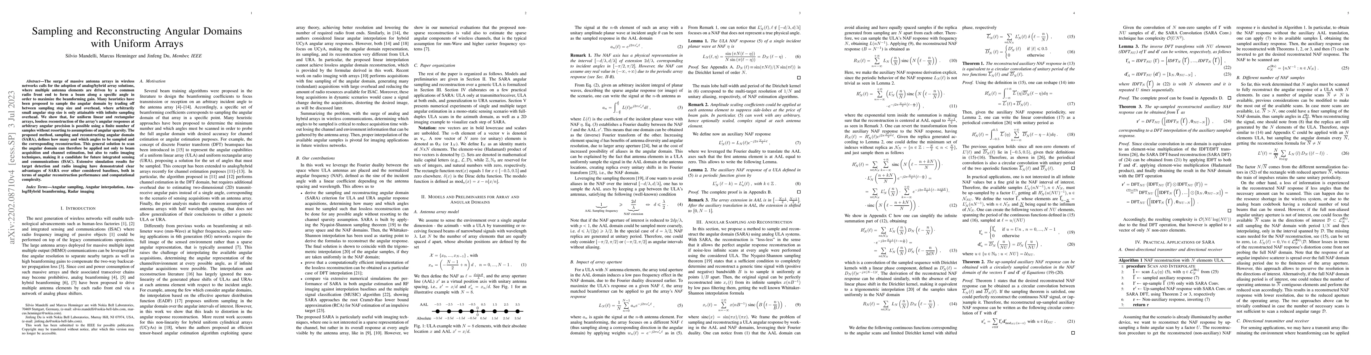 Thumbnail for Sampling and Reconstructing Angular Domains with Uniform Arrays