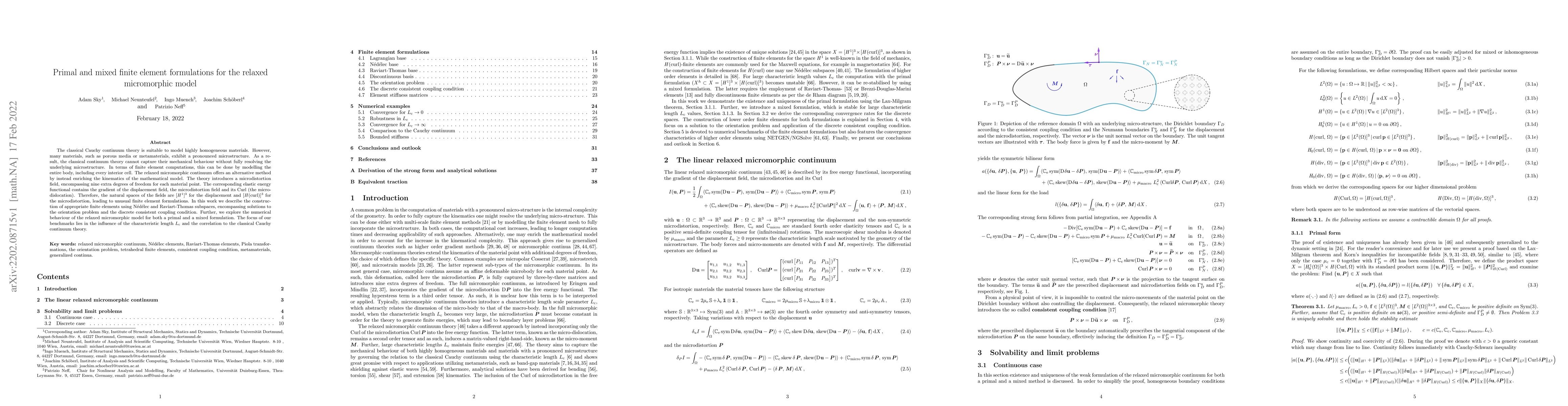 Thumbnail for Primal and mixed finite element formulations for the relaxed
  micromorphic model