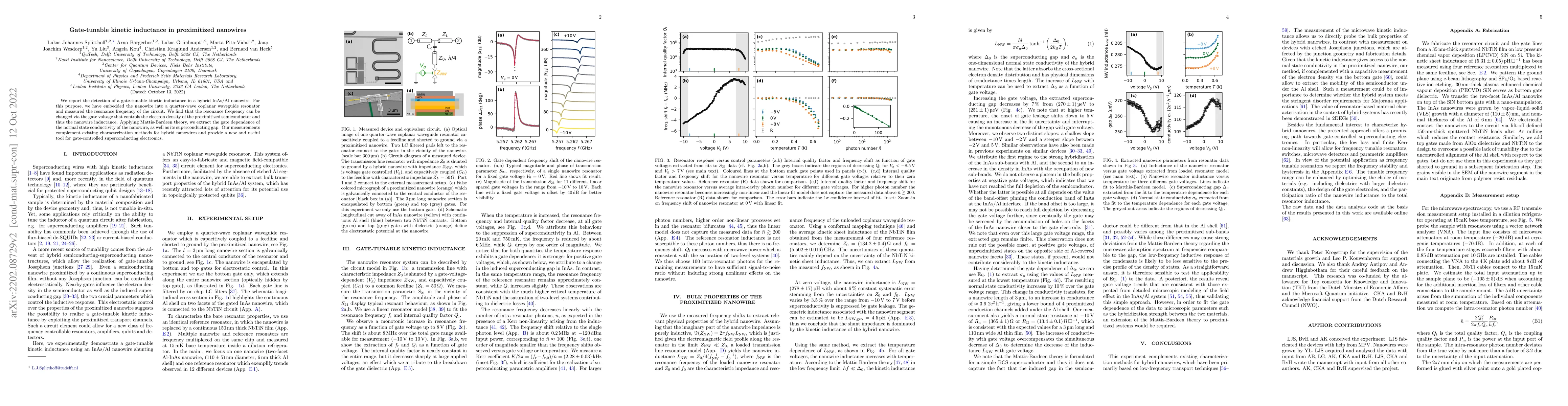 Thumbnail for Gate-tunable kinetic inductance in proximitized nanowires
