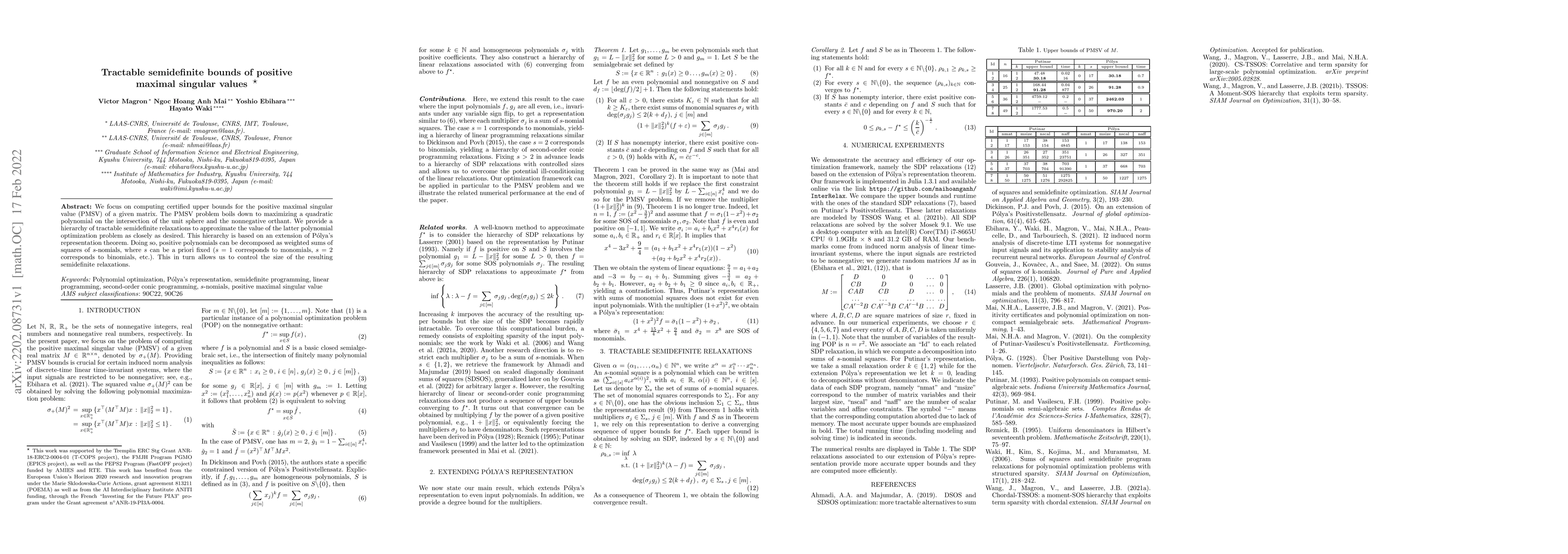 Thumbnail for Tractable semidefinite bounds of positive maximal singular values