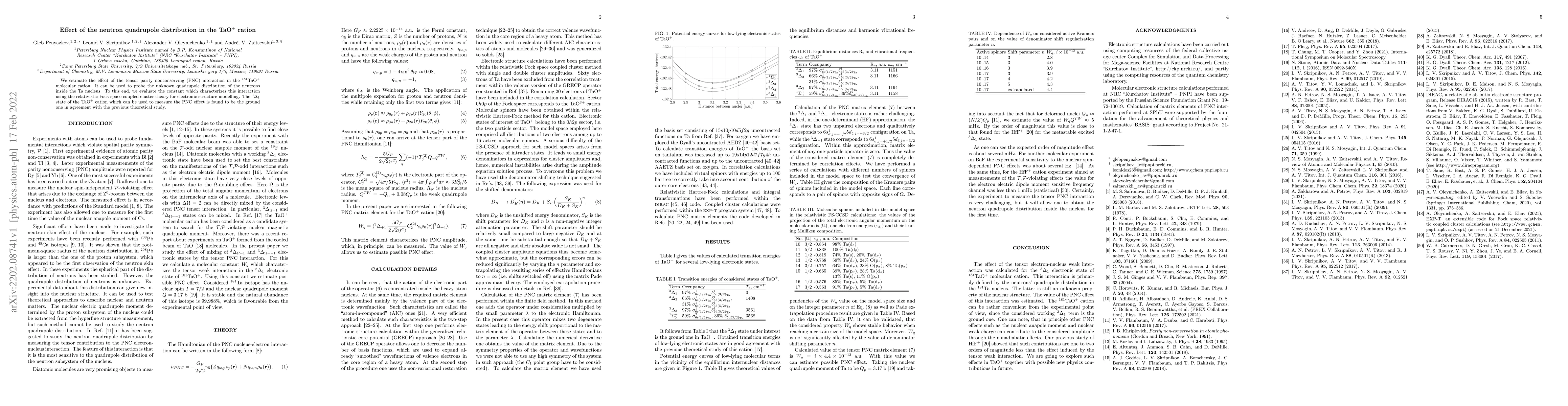 Thumbnail for Effect of the neutron quadrupole distribution in the TaO$^+$ cation