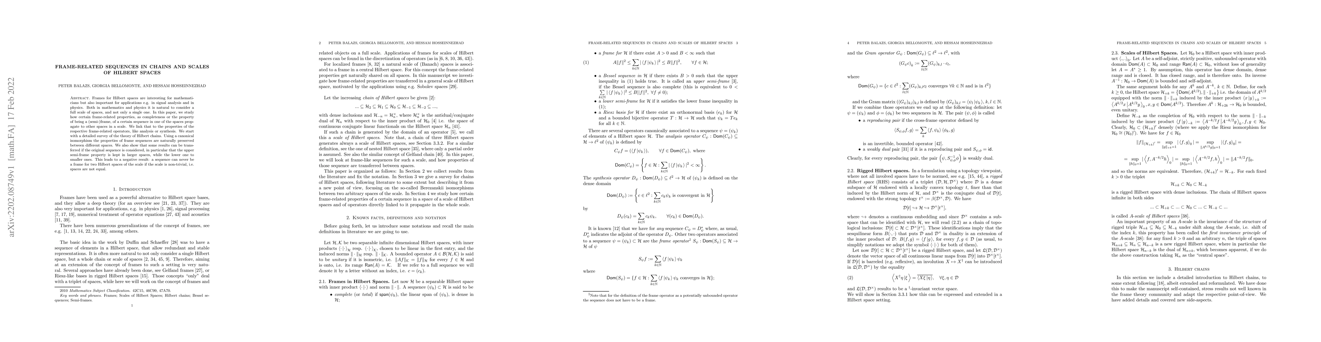 Thumbnail for Frame-related Sequences in Chains and Scales of Hilbert Spaces