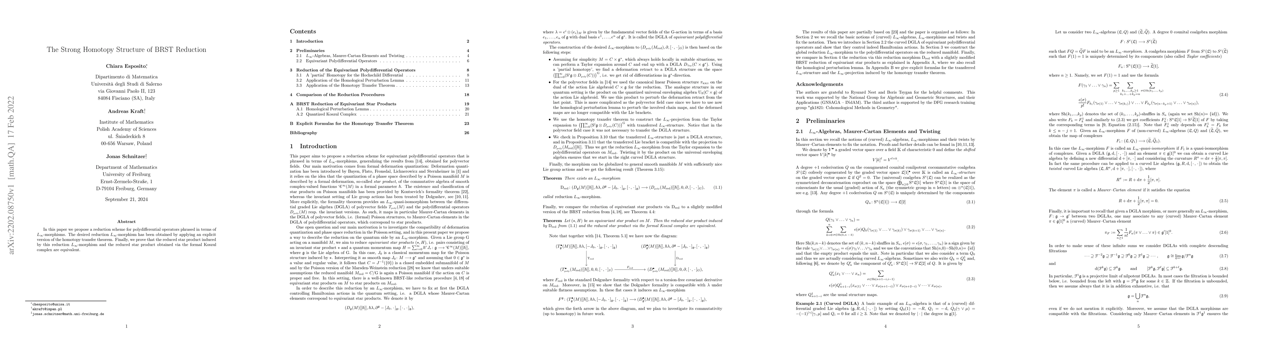 Thumbnail for The Strong Homotopy Structure of BRST Reduction