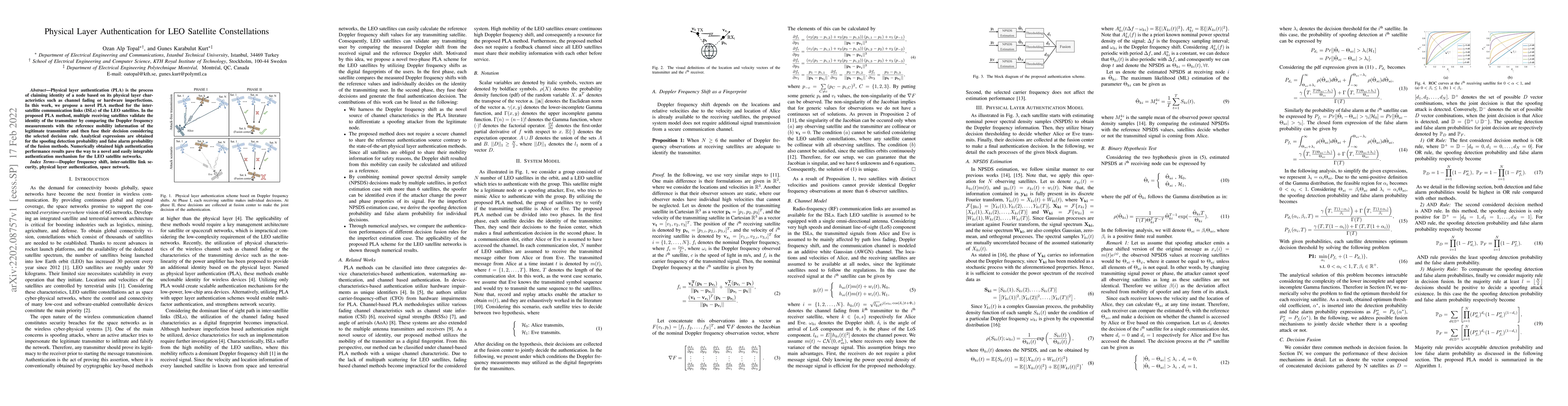 Thumbnail for Physical Layer Authentication for LEO Satellite Constellations