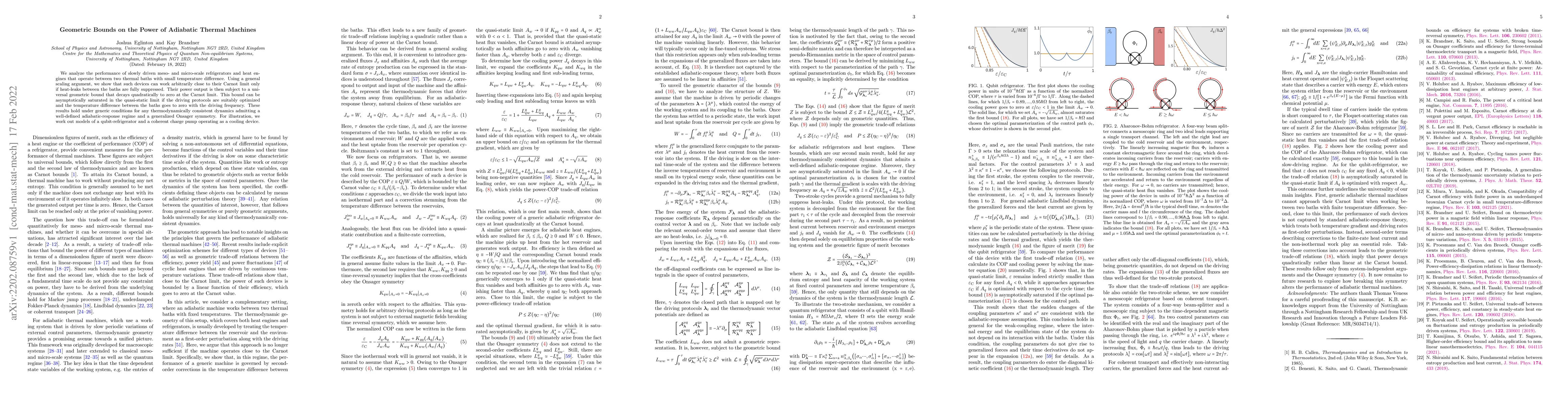 Thumbnail for Geometric Bounds on the Power of Adiabatic Thermal Machines