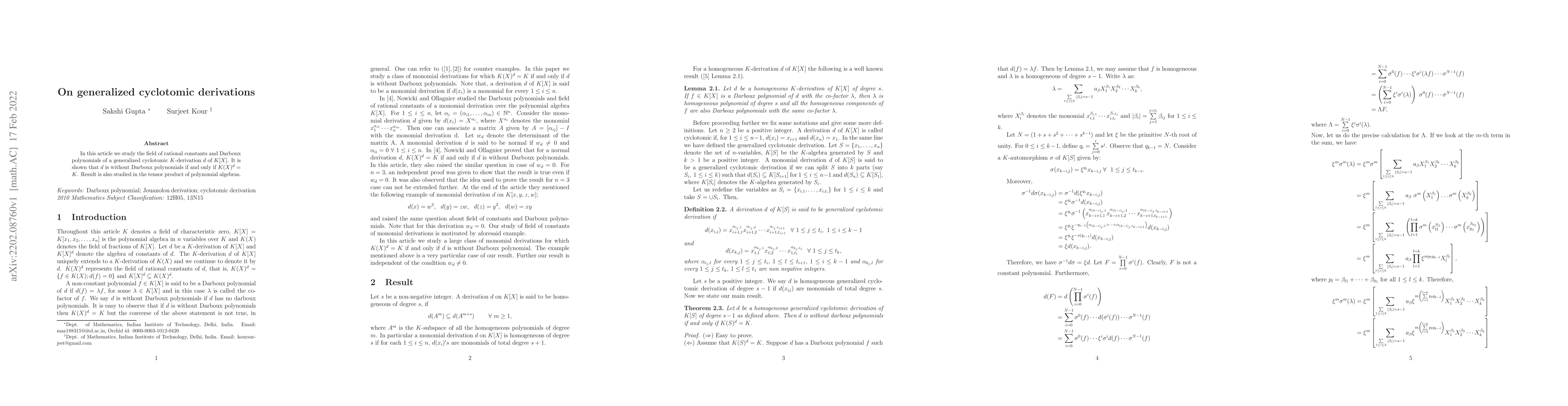 Thumbnail for On generalized cyclotomic derivations