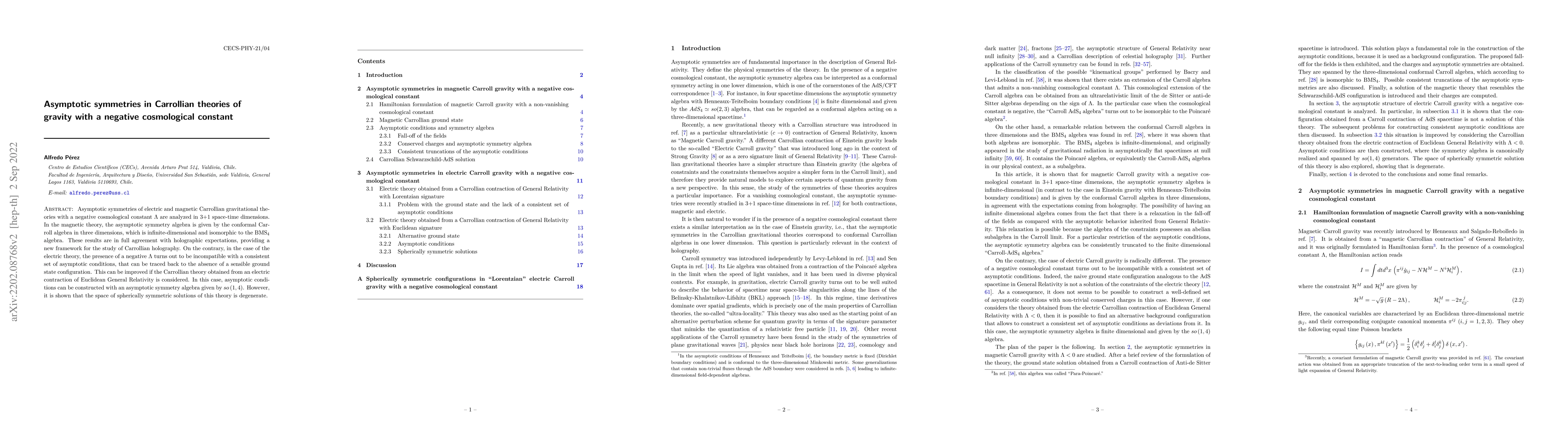Thumbnail for Asymptotic symmetries in Carrollian theories of gravity with a negative
  cosmological constant