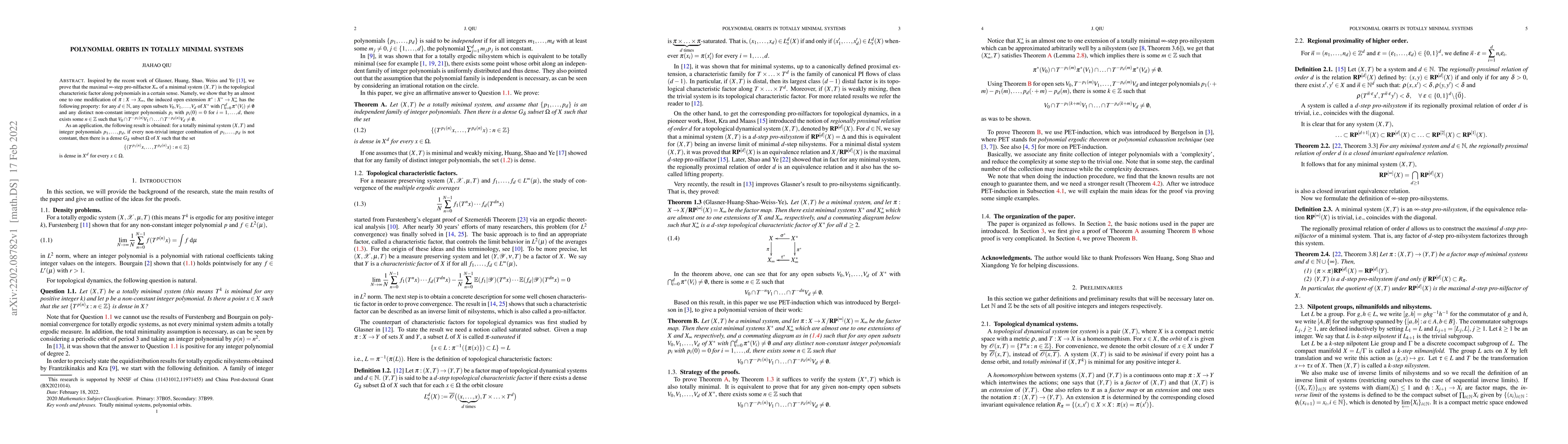 Thumbnail for Polynomial orbits in totally minimal systems