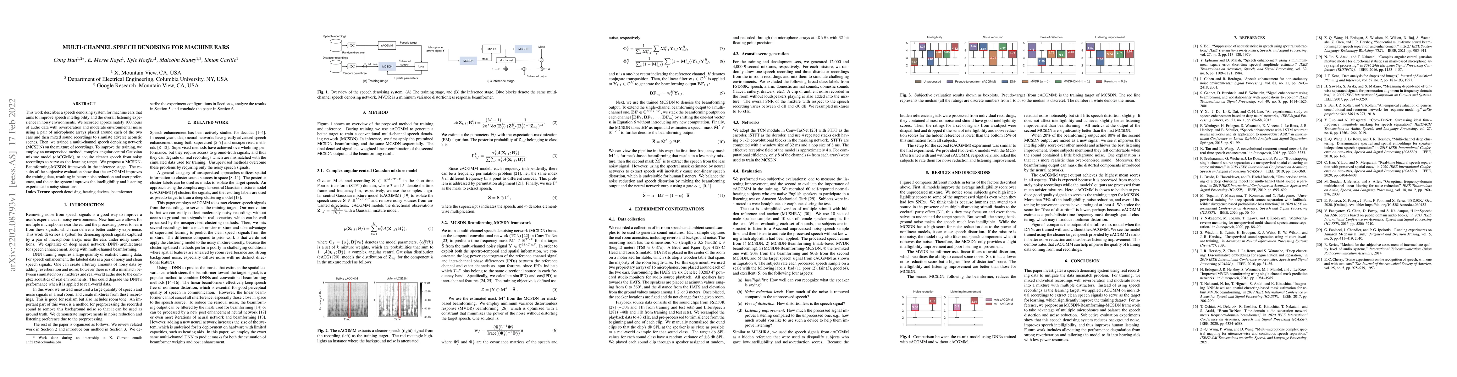 Thumbnail for Multi-Channel Speech Denoising for Machine Ears