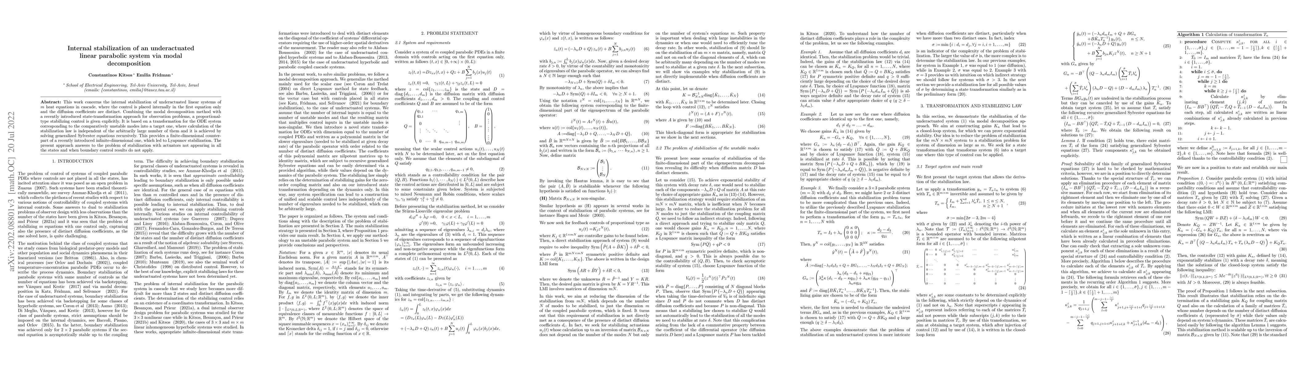 Thumbnail for Internal stabilization of an underactuated linear parabolic system via
  modal decomposition (extended version)