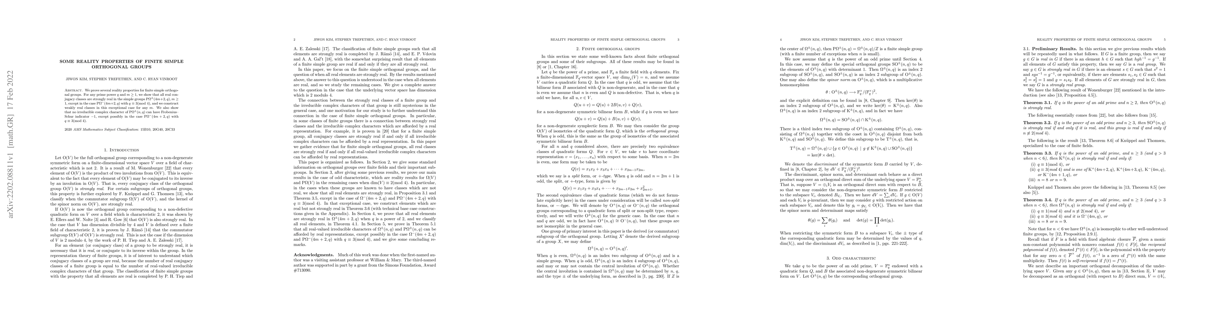 Thumbnail for Some Reality Properties of Finite Simple Orthogonal Groups