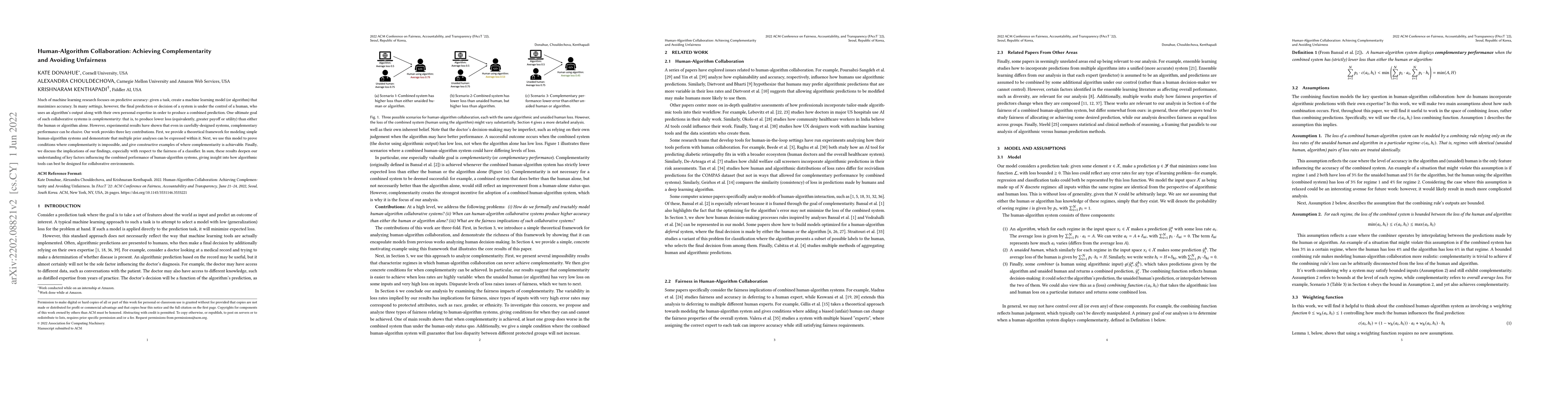 Thumbnail for Human-Algorithm Collaboration: Achieving Complementarity and Avoiding
  Unfairness
