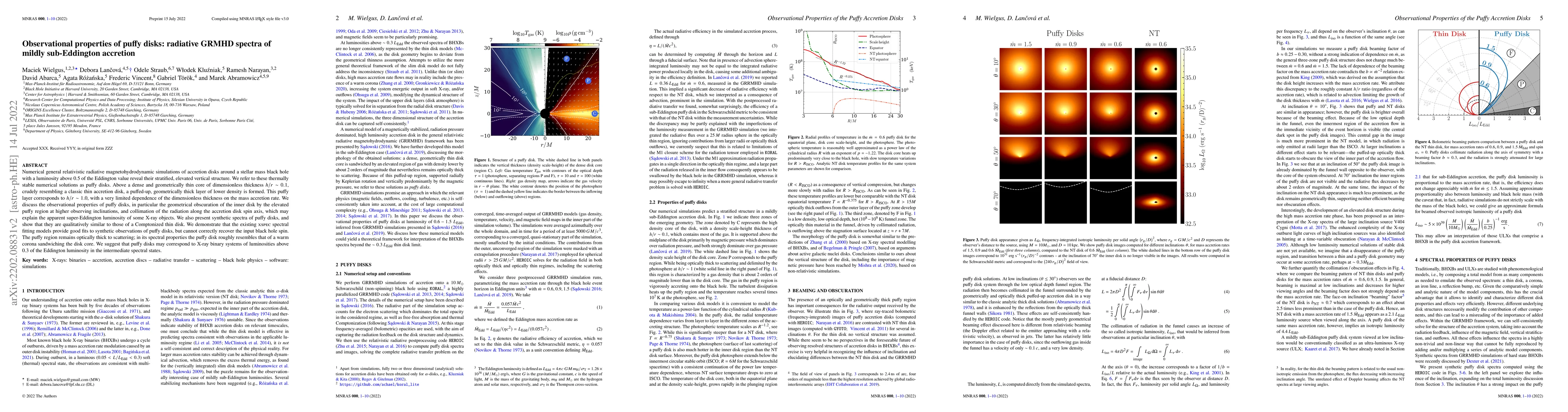 Thumbnail for Observational properties of puffy disks: radiative GRMHD spectra of
  mildly sub-Eddington accretion