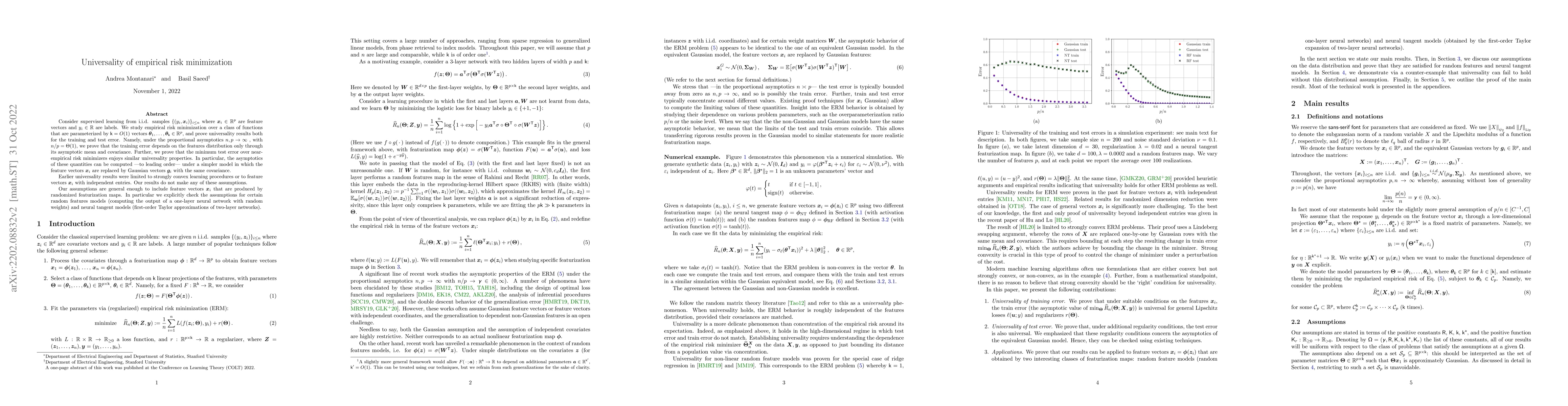 Thumbnail for Universality of empirical risk minimization